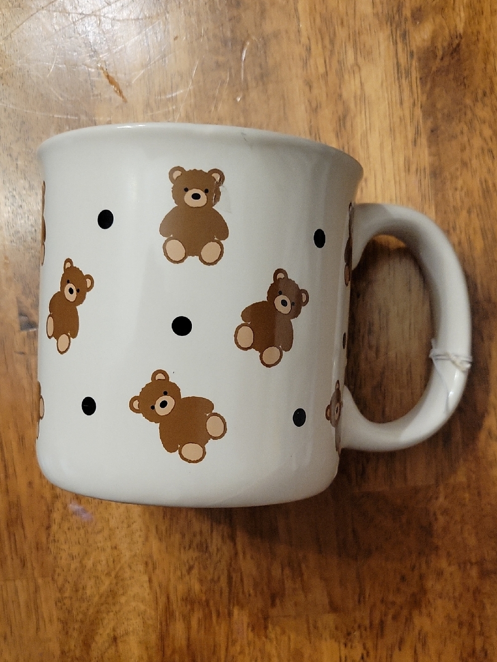 Cute Teddy Bear Oversized Ceramic Mug - White with Brown Bears NWOT